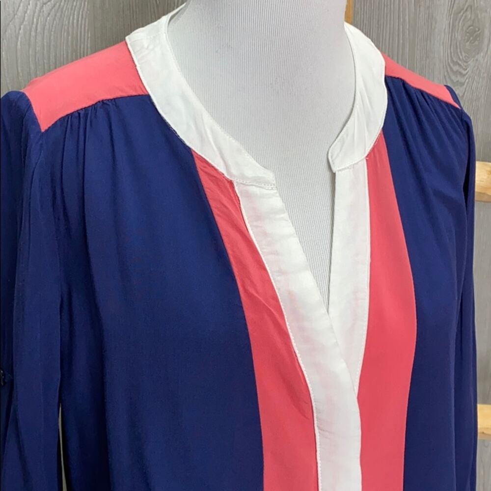 Ezra Colorblock Button Up Blouse Small - Picture 2 of 6